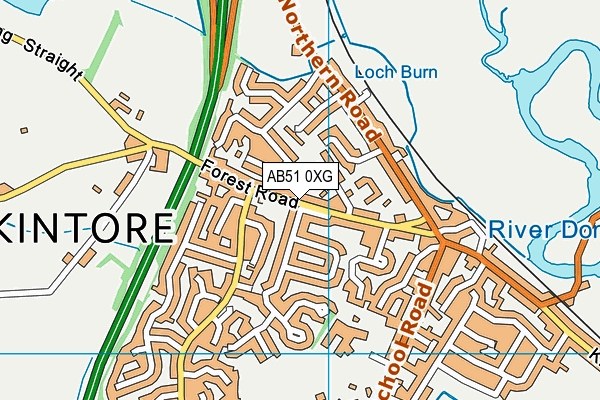 AB51 0XG map - OS VectorMap District (Ordnance Survey)