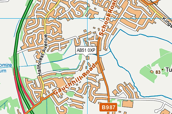 AB51 0XP map - OS VectorMap District (Ordnance Survey)