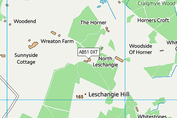 AB51 0XT map - OS VectorMap District (Ordnance Survey)