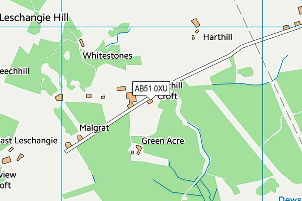 AB51 0XU map - OS VectorMap District (Ordnance Survey)