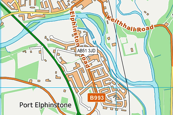 AB51 3JD map - OS VectorMap District (Ordnance Survey)