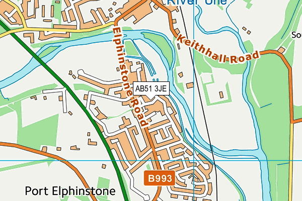 AB51 3JE map - OS VectorMap District (Ordnance Survey)