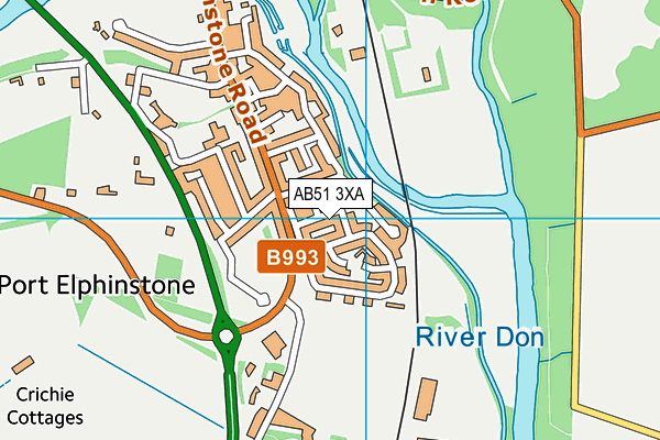 AB51 3XA map - OS VectorMap District (Ordnance Survey)