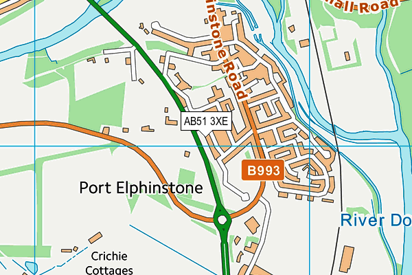 AB51 3XE map - OS VectorMap District (Ordnance Survey)