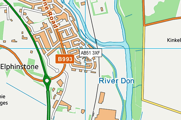 AB51 3XF map - OS VectorMap District (Ordnance Survey)