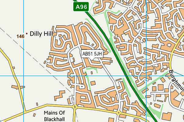 AB51 5JH map - OS VectorMap District (Ordnance Survey)