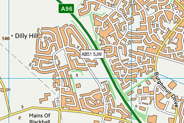 AB51 5JW map - OS VectorMap District (Ordnance Survey)