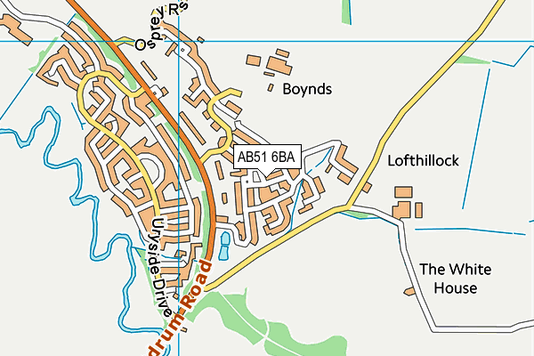 AB51 6BA map - OS VectorMap District (Ordnance Survey)