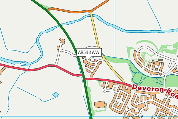 AB54 4WW map - OS VectorMap District (Ordnance Survey)