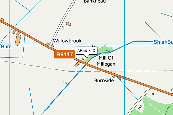 AB54 7JX map - OS VectorMap District (Ordnance Survey)
