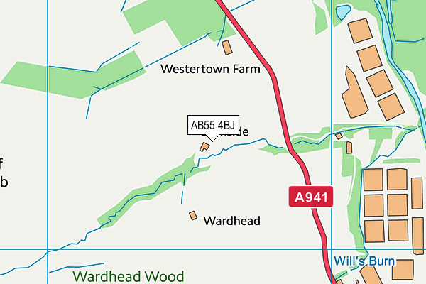 AB55 4BJ map - OS VectorMap District (Ordnance Survey)