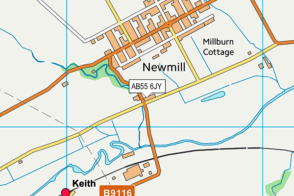 AB55 6JY map - OS VectorMap District (Ordnance Survey)