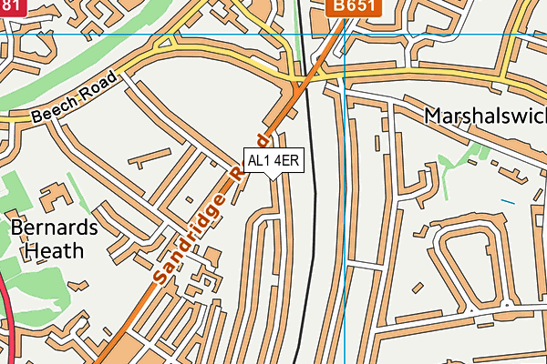 AL1 4ER map - OS VectorMap District (Ordnance Survey)