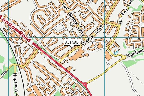 AL1 5AB map - OS VectorMap District (Ordnance Survey)