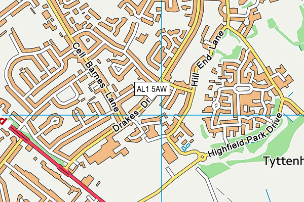 AL1 5AW map - OS VectorMap District (Ordnance Survey)