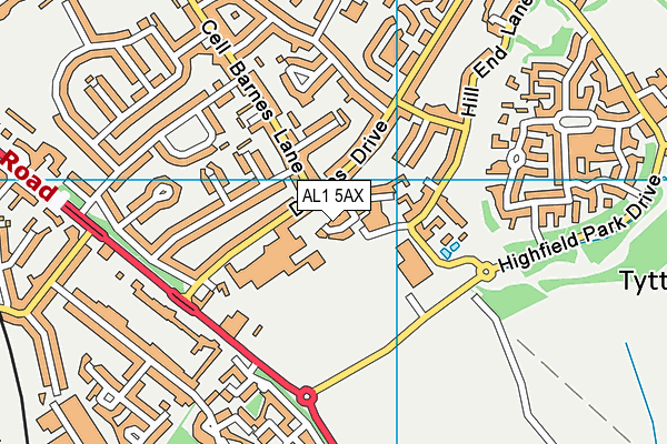 AL1 5AX map - OS VectorMap District (Ordnance Survey)