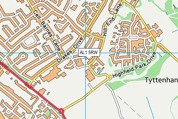 AL1 5RW map - OS VectorMap District (Ordnance Survey)