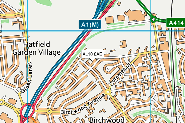 AL10 0AE map - OS VectorMap District (Ordnance Survey)