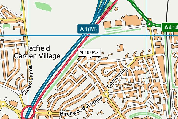 AL10 0AG map - OS VectorMap District (Ordnance Survey)