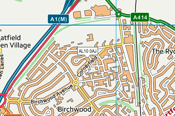 AL10 0AJ map - OS VectorMap District (Ordnance Survey)