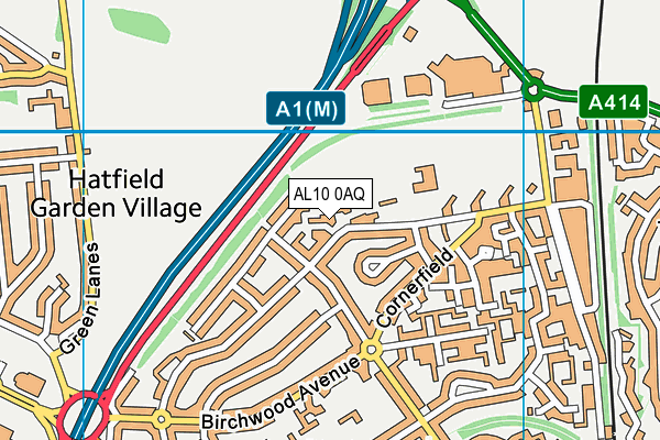 AL10 0AQ map - OS VectorMap District (Ordnance Survey)