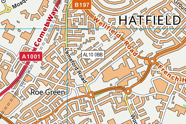 AL10 0BB map - OS VectorMap District (Ordnance Survey)