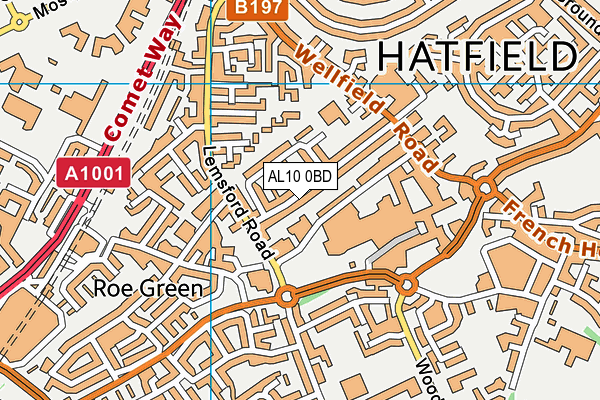 AL10 0BD map - OS VectorMap District (Ordnance Survey)