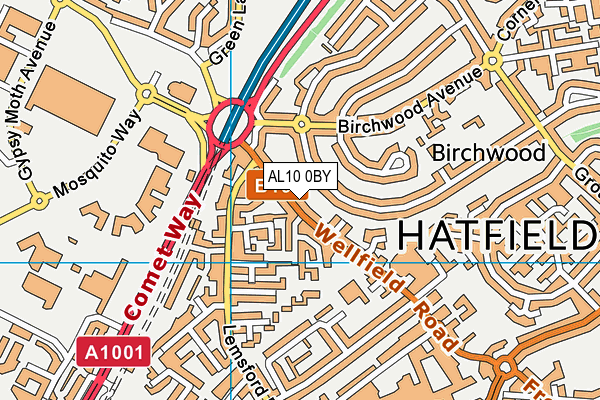 AL10 0BY map - OS VectorMap District (Ordnance Survey)