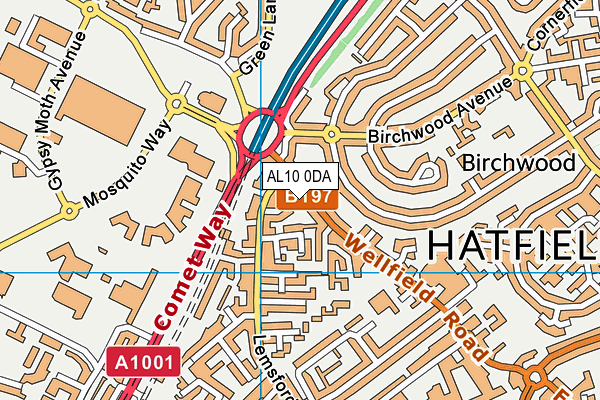 AL10 0DA map - OS VectorMap District (Ordnance Survey)