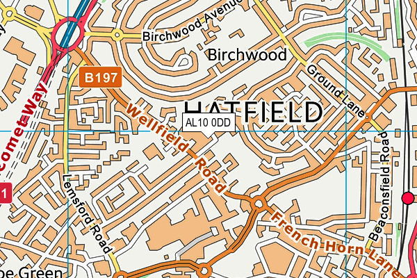 AL10 0DD map - OS VectorMap District (Ordnance Survey)