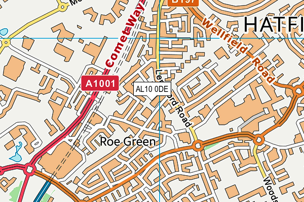 AL10 0DE map - OS VectorMap District (Ordnance Survey)