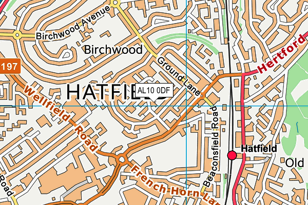 AL10 0DF map - OS VectorMap District (Ordnance Survey)