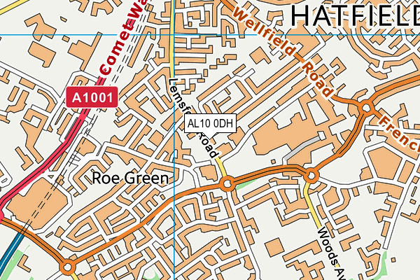 AL10 0DH map - OS VectorMap District (Ordnance Survey)