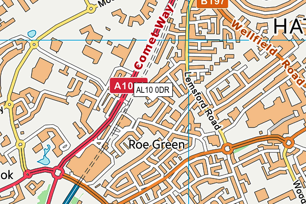 AL10 0DR map - OS VectorMap District (Ordnance Survey)