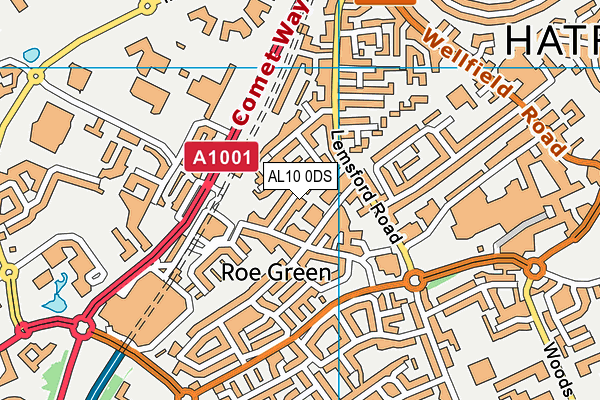 AL10 0DS map - OS VectorMap District (Ordnance Survey)