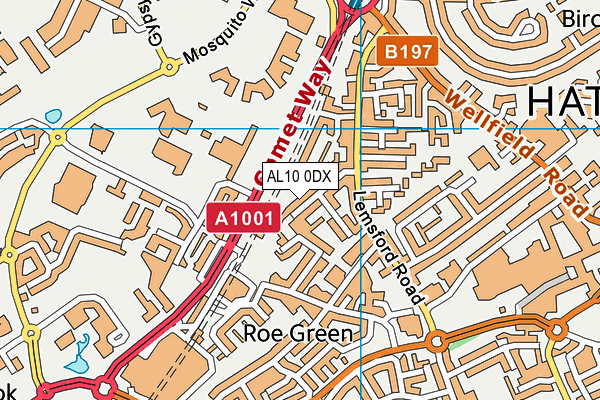 AL10 0DX map - OS VectorMap District (Ordnance Survey)