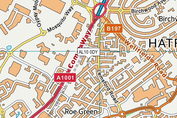 AL10 0DY map - OS VectorMap District (Ordnance Survey)