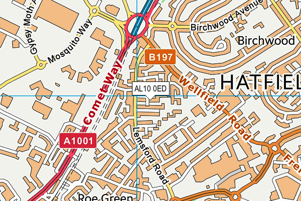 AL10 0ED map - OS VectorMap District (Ordnance Survey)