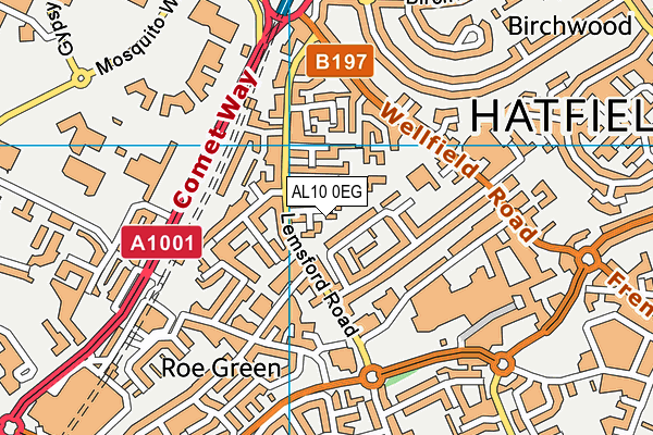 AL10 0EG map - OS VectorMap District (Ordnance Survey)