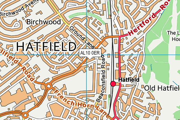 AL10 0ER map - OS VectorMap District (Ordnance Survey)