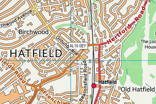 AL10 0EY map - OS VectorMap District (Ordnance Survey)