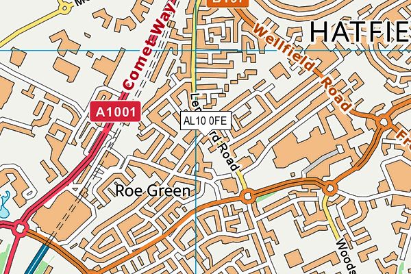 AL10 0FE map - OS VectorMap District (Ordnance Survey)