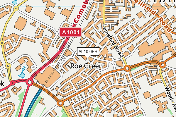 AL10 0FH map - OS VectorMap District (Ordnance Survey)