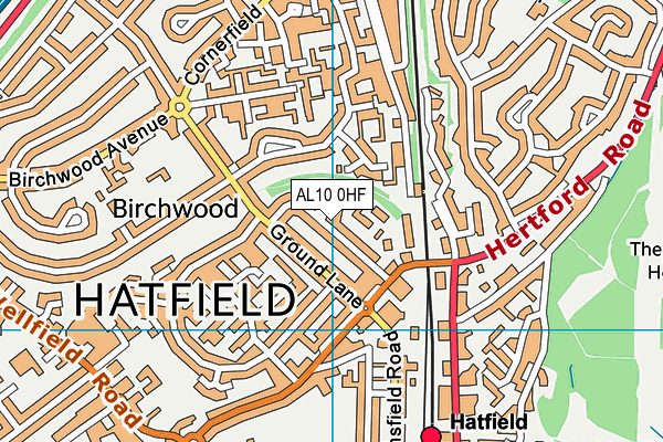 AL10 0HF map - OS VectorMap District (Ordnance Survey)