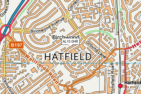 AL10 0HR map - OS VectorMap District (Ordnance Survey)