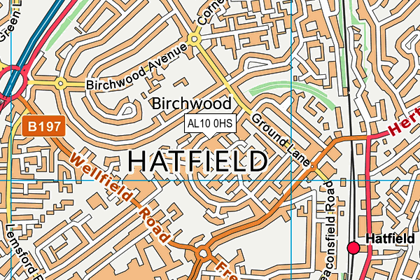 AL10 0HS map - OS VectorMap District (Ordnance Survey)