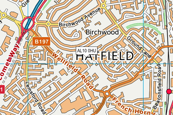 AL10 0HU map - OS VectorMap District (Ordnance Survey)