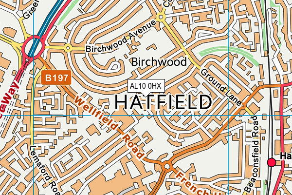 AL10 0HX map - OS VectorMap District (Ordnance Survey)