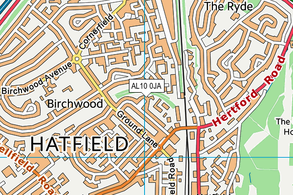 AL10 0JA map - OS VectorMap District (Ordnance Survey)