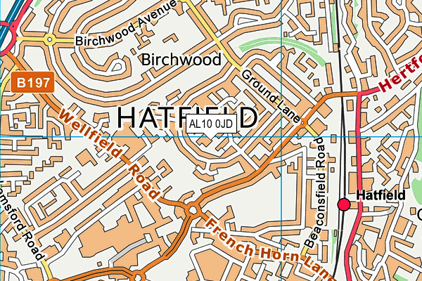 AL10 0JD map - OS VectorMap District (Ordnance Survey)